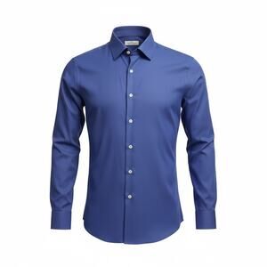 Van Heusen Men’s Dress Shirt Blue Poplin Long Sleeve Wrinkle-Free 16 32/33